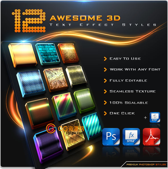 GraphicRiver 60个高级文字特效样式PSD-图片1