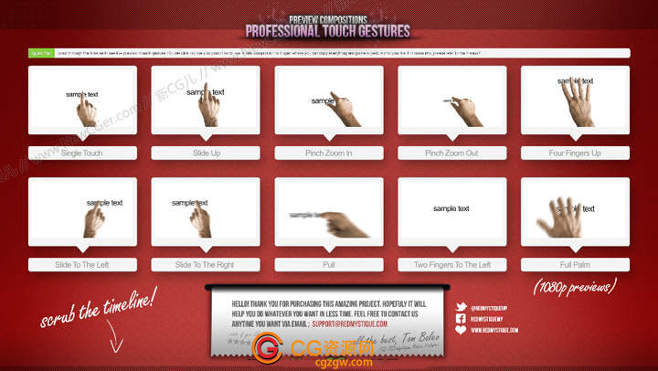 超棒的创意触摸手势动画包AE模板 Professional Touch Gestures