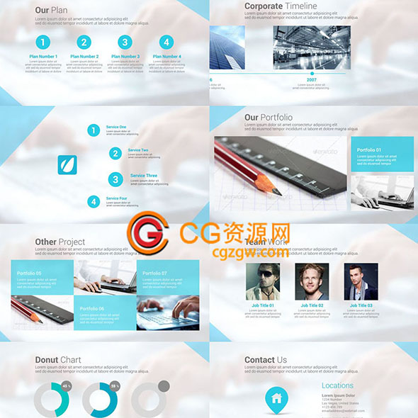 AE模板-清爽的公司企业商务宣传片蓝色时间线数据