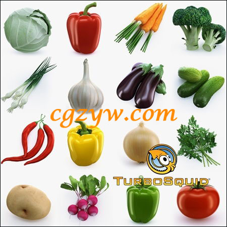 14种蔬菜C4D模型 TurboSquid – Collection of Vegetables
