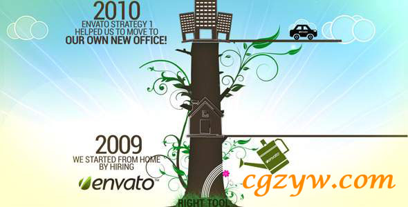 Videohive成长时间树展示动画AE模板