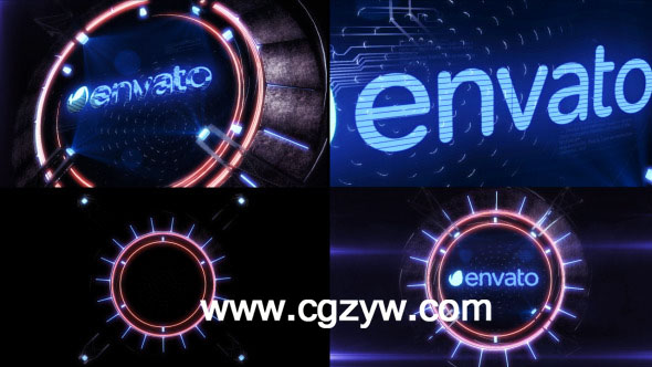 AE模板 科幻全息Logo演绎Videohive Holographic Mechanism Logo