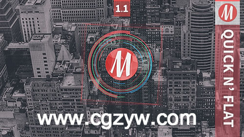 50组扁平化风格运动图形MG动画logo演绎AE模板包Quick n Flat  Logo Reveal Toolkit