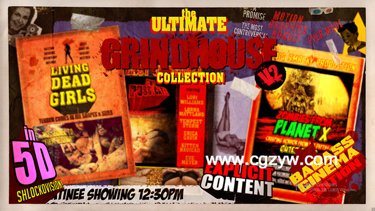 混合复古包装动画AE模板The Ultimate Grindhouse Collecti