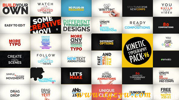 70种文字排版标题动画文本合集AE模板 Kinetic Typography V.6