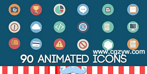 AE模板-VideoHive 90组扁平化网络标识模板包