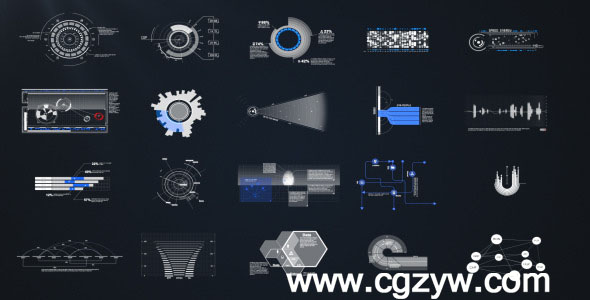 AE模板-VideoHive 20个高科技信息动态元素 HUD & Infographic