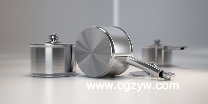 C4D室内渲染各向异性金属拉丝模型Anisotropic_brished metall DOF universal setting