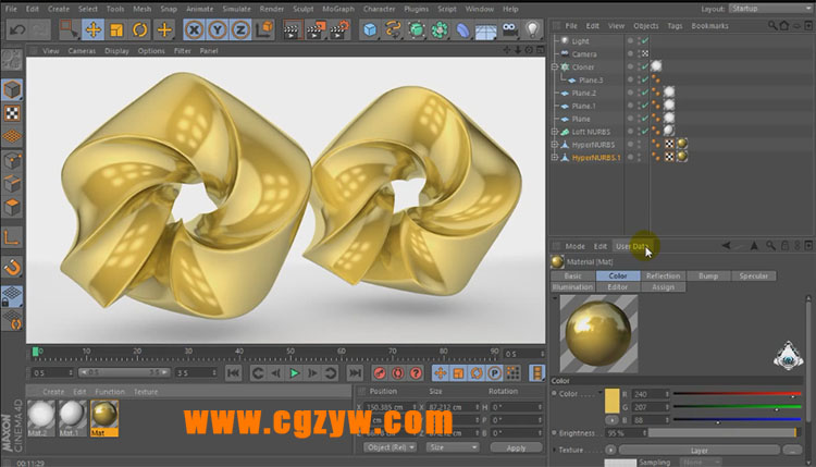 C4D教程制作金色材质 Creating Gold Material Tutorial