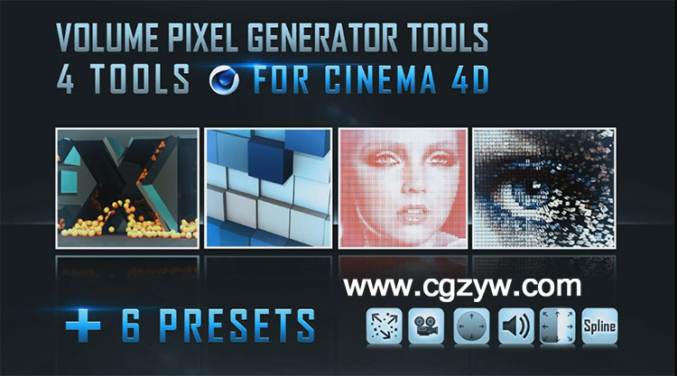 C4D像素化方块预设 Volumetric Pixel Generator R12-R16 Win/Mac + 教程