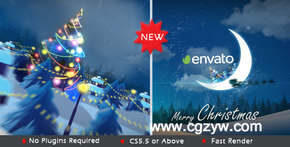 AE模板-月亮上的圣诞节动画 Christmas in Moon