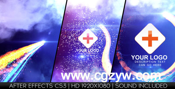 AE模板-流光飞逝轨迹Logo演绎动画模板light streak logo reveal