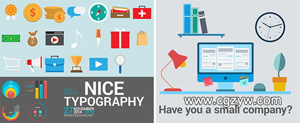 AE模板-扁平化风格栏目包装MG动态元素展示包Explainer Video Templates folder