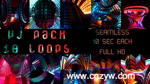 VideoHive 10套炫彩抽象多边形变换LED大屏幕VJ舞台背景高清视频素材