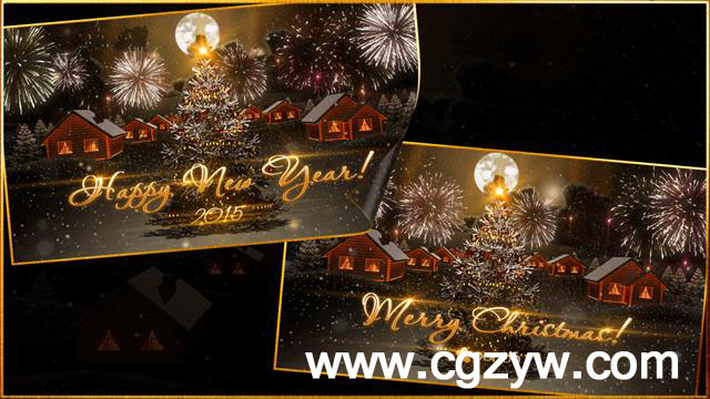 AE模板-绚丽的圣诞节光线粒子动画模板night christmas