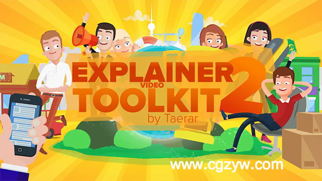 AE模板-VideoHive 扁平化卡通角色动画场景工具包第1+2季