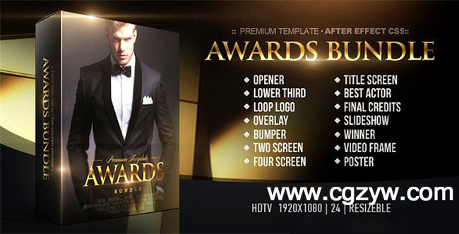 AE模板-VideoHive金色粒子光线公司年会晚会颁奖展示E3D工程