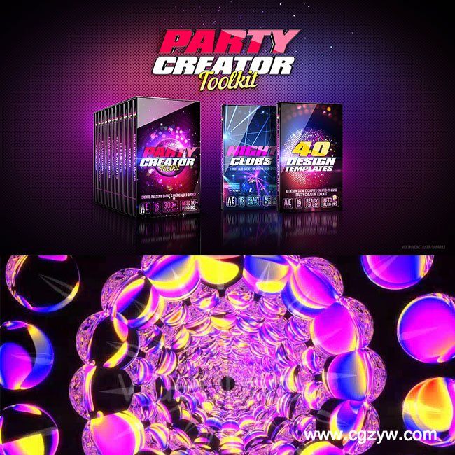 AE模板- LED大屏幕酒吧夜总会俱乐部DJ流行元素制作工具包+视频素材