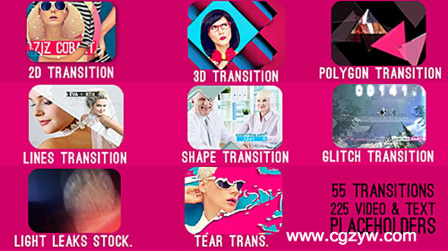 AE模板－55个时尚MG图形转场videohive transitions