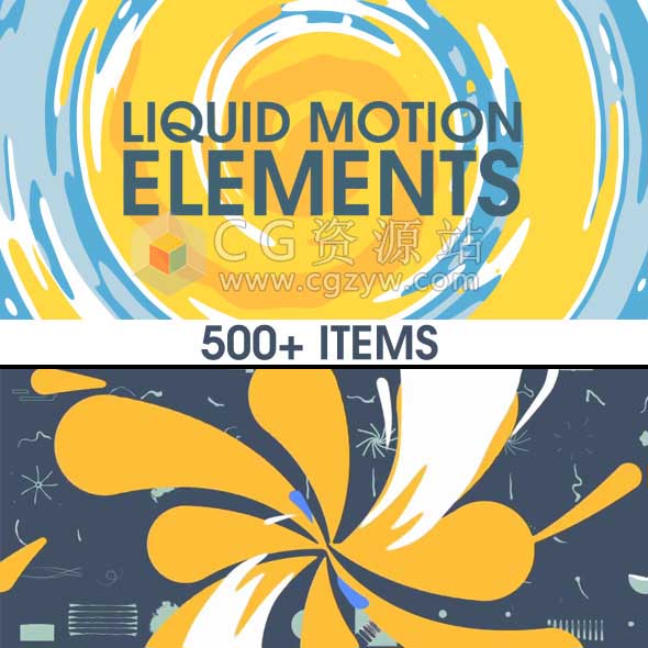 AE模板+PR脚本预设-400个MG液体流动二维Flash效果元素包V5.5+带通道视频素材-图片1