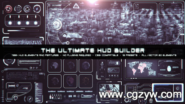 AE模板－终极生成科技感HUD元素合集The Ultimate HUD Builder