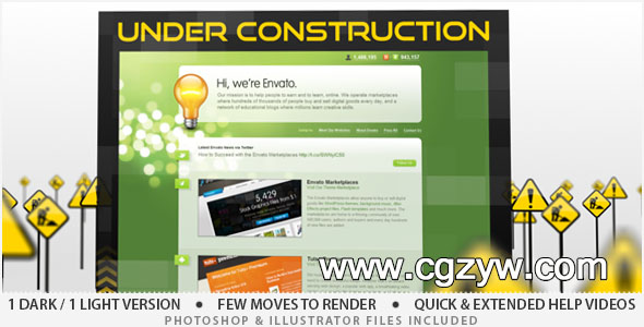 AE模版-创意告示或警告标示施工展示Under_Construction