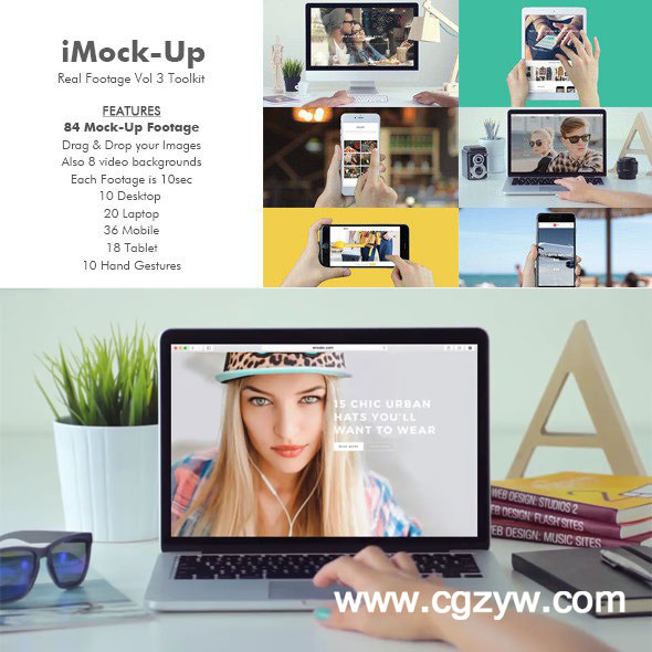 AE模板-手机平板电脑绿屏扣像合成实拍视频素材 第三季