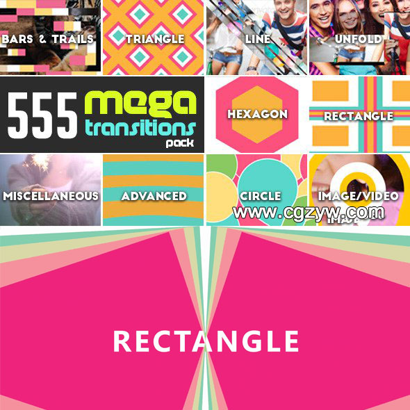 AE模板-555个扁平化MG动画图形转场transition_pack_v2