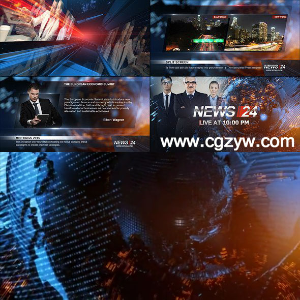 AE模板-科技感新闻24小时政治娱乐财经全套栏目包装