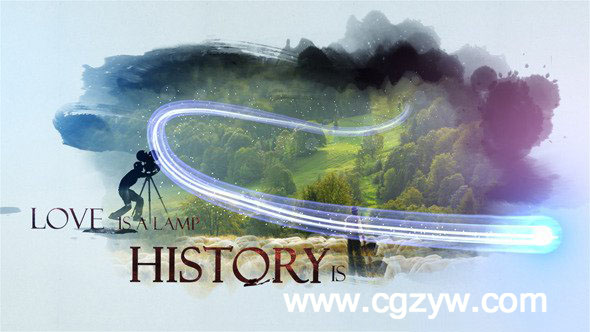 AE模板-高雅大气水墨水墨滴落散开粒子光线拖尾图片视频展示