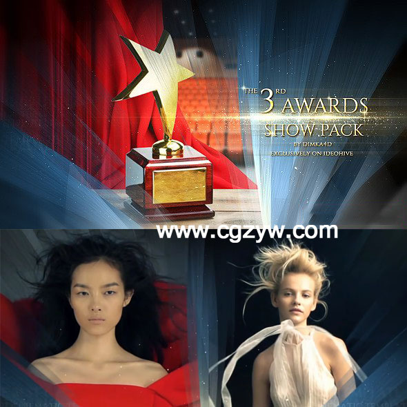 AE模板-高档大气电影颁奖晚会包装金色粒子企业宣传片片头 第三季