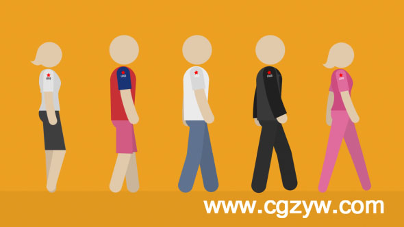 AE模板-MG动画卡通人物角色模型走路 VideoHive Walk Cycle