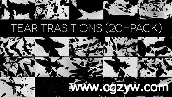 视频素材-20个布料破碎素材VideoHive Tear Transitions (Pack of 20)