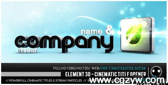 AE模板-E3D 电影片名logo演绎element-3d-cinematic-titles-opener