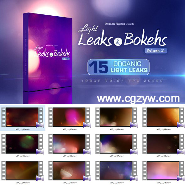 视频素材-15个镜头漏光背景虚化唯美1080P高清素材