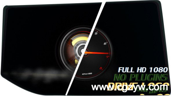 AE模板-Logo文字演译汽车速度表加速 Drive Logo