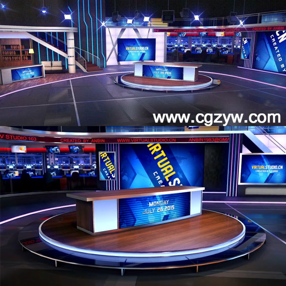 AE模板-E3D V2虚拟演播室新闻直播间栏目包装virtual-studio-103