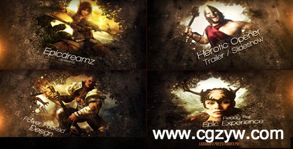 AE模板-水墨系列游戏震撼宣传片开场 Heroic Opener