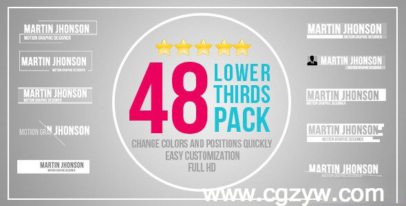 AE模板-48款人名字幕条信息展示框 VideoHive 48 Lower Thirds Pack