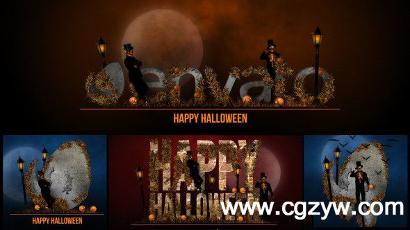 AE模板 电影开场片头万圣节节日快乐展示