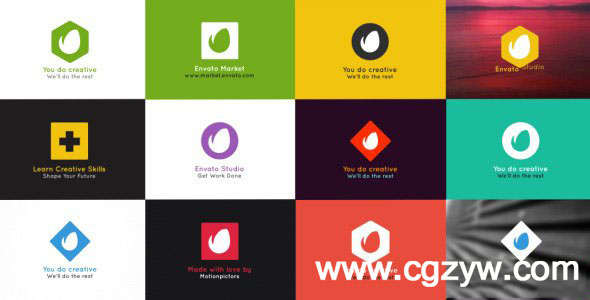 AE模板-简约折叠展开式LOGO旋转翻页包装VH Simple Folding Logo