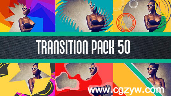 AE模板 50个扁平化MG转场效果VideoHive Transition Pack 50