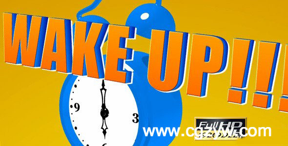 AE模板-卡通闹钟卡通动漫字幕标题三维动态展示