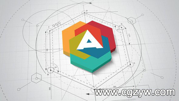 AE模板-建筑蓝图图纸绘画建筑标志3D Logo文字动画公司企业宣传片头