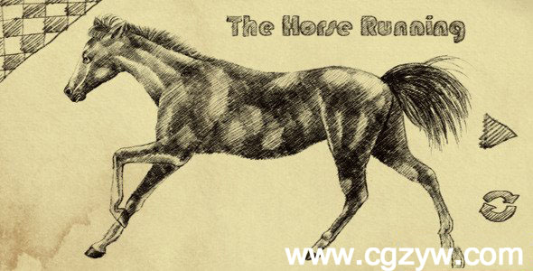 视频素材-手绘马可爱卡通动漫素描动画展示 The Horse Running
