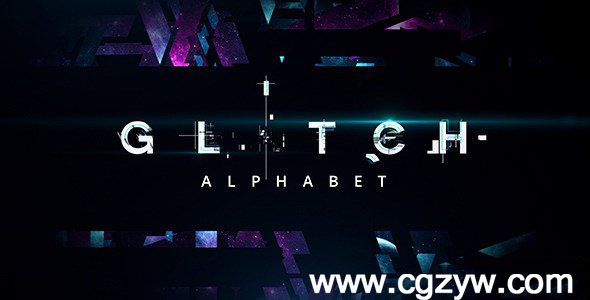 AE模板-高科技电子故障字幕标题损坏分割字母展示