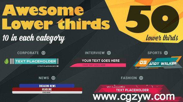 AE模板-商务企业体育新闻节目类型栏目条人名字幕条信息展示框