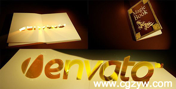 AE模板-金色魔法书本翻阅LOGO标志展示Magic Book