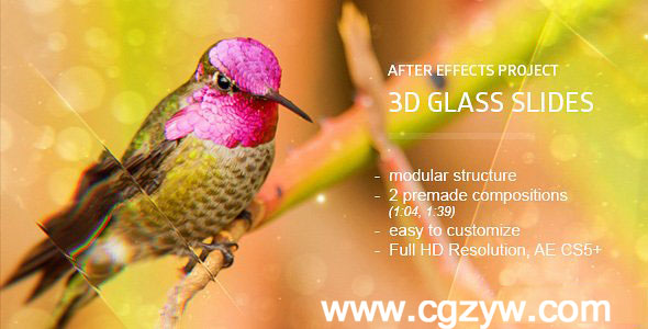 AE模板-玻璃质感唯美图片三维视觉屏幕切割幻灯片特效转场栏目包装