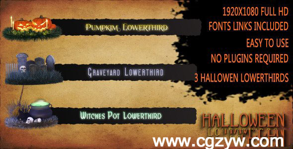 AE模板-万圣节女巫人名字幕条信息展示 Halloween Lower Thirds